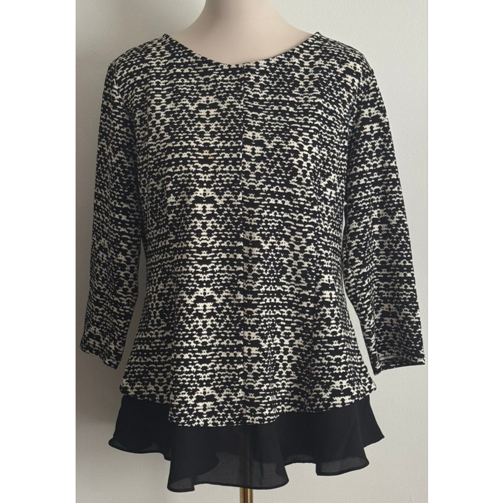 Women's Casual Couture Black White Tunic Top XL